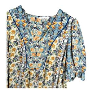 Rose & Olive Blue and Orange Patterned Blouse